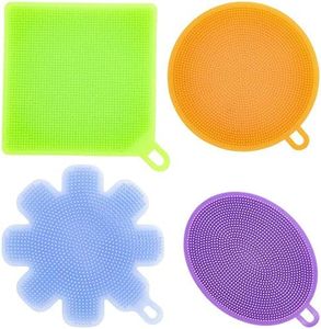 Southern Homewares Silicone Dish Washing Sponge Scrubber Set 4 Pot Pan Cleaning Brush Wash Tool Home Kitchen Accessory