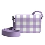 DailyObjects Sol Box Sling Crossbody Bag for Women, Girls | Durable Vegan Leather | Stylish Wallet Purse | Shoulder Handbag | Magnetic Flap Closure & Adjustable Wide Strap Lavender Gingham