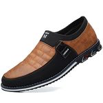 COSIDRAM Mens Casual Shoes Sneakers Slip on Loafers Comfort Fashion Walking Mocassins Business Work Dress Lightbrown 12