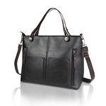 Fashion Shoulder Tote Bag for Women, Leather Tote Bag with Pockets, Large Capacity Women Handbag with Zipper, Black Leather Purses for Women Girls (Black)