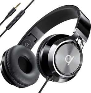 ARTIX CL750 Wired Headphones with Mic — Noise Isolating On-Ear Headphones for Computer and Laptop Wired, Plug in Corded Headphone with Wire (Foldable, Aux Jack 3.5mm)