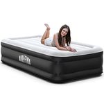 Airefina Twin Air Mattress with Built-in Pump, 18" Blow Up Mattress in 3 Mins Self-Inflation/Deflation, Flocked Surface Inflatable Mattress with Storage Bag for Camping & Guest, colchon inflable