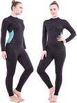 Flexel Full Wetsuit Womens Surf Wet Suit with 3mm Premium Neoprene Scuba Diving Suits for Swimming, Surfing, Snorkeling, Kayaking, Paddle Boarding Jumpsuits (3mm Light Blue, Small)
