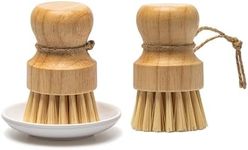 Wooden Palm Brush with Holder, Washing Up Brushes for Dish, Pot, Pan, Vegetable, Kitchen Sink