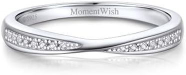 MomentWish Wedding Band, Promise Ring for Her, Moissanite Engagement Ring for Women 925 Sterling Silver Half Eternity Stackable Anniversary Ring-Size10