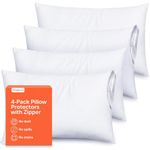 Niagara 4 Pack of Pillow Protectors with Zipper, Effective Dust Protection, Quiet, Stay in Place Pillow Covers, Breathable Case for Pillow Lifespan Extension, White (Standard)