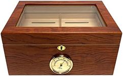Orleans Group Bally Glass Top Cigar Humidor, Holds Up to 100 Cigars, Lined with Spanish Cedar, Large External Hygrometer, 1 Tray, 2 Dividers
