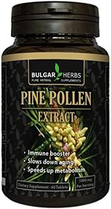 Bulgar Herbs Raw Organic Pine Pollen 60 Tablets | Cell Wall Cracked Mountain Harvest Pine Pollen