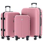 AnyZip Luggage Sets Expandable PC ABS 3 Piece Set Durable Suitcase with Spinner Wheels TSA Lock Carry On 20 24 28 Inch Pink