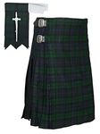 Scottish Black Watch Tartan Kilt FREE Flashes & Kilt Pin, Black Watch Tartan, 40 Regular