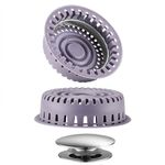 Aojuxix Drain Hair Catcher, Upgraded Protector with Silicone & Stainless Metal Designed for Pop-Up and Regular, Effective Without Slowing Drainage (Purple)