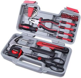 Cartman Red 39-Piece Cutting Plier Tool Set - General Household Hand Tool Kit with Plastic Toolbox Storage Case