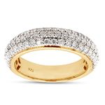 SAVEARTH DIAMONDS 1.00 Carat Round Lab Created Moissanite & Lab Grown Diamond 3 Row Eternity Wedding Band Ring For Women In 14K Gold Over Sterling Silver (VS-SI Clarity, 1.00 Cttw), Gift For Her, 7,