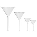 Baluue Glass Funnel Set, 4pcs Lab Borosilicate Glass Funnels Short Stem Funnel for Liquid Lab Filling Funnels(Diameter 40mm 50mm 75mm 100mm)