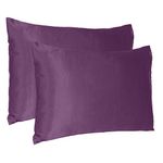 Oussum Satin Silk Pillowcase Pillow Case Covers with Envelop Closure for Hair and Skin Home Bed Decor Set of 2 Pillowcase Free 3 pcs scrunchies (Standard, Purple Passion)