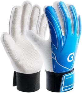 Clbort Soccer Goalie Gloves Youth Kids, Goalkeeper Gloves with Super Grip Palms, Anti-Slip Soccer Gloves, Double Wrist Protection (Blue, 8)