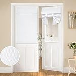 HOMEIDEAS White Linen French Door Curtains, Privacy Door Window Curtains Panel, French Door Shade for Door Window, Thermal Insulated Door Window Covering for Bedroom, W26 x L40 Inch, 1 Panel