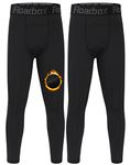 Roadbox Youth Thermal Pants 2 Pack - Athletic Basketball Compression Baselayer Leggings Tights for Football Running