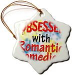 3dRose Snowflake Ornament - Obsessed with Romantic Comedies - 3-inches (ORN_241761_1)