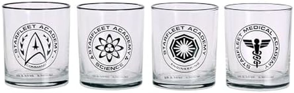 Elbenwald Ensemble de 4 verres Star Trek avec des motifs de l'Académie Starfleet, capacité de 320 ml, hauteur de 9 cm pour les fans