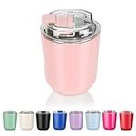 Puraville Insulated Tumblers with Lid, 10 oz Travel Coffee Mug Stainless Steel Vacuum Thermos Cup, Leak Proof Reusable Double Walled Coffee Tumbler for Iced and Hot Drinks,Pink