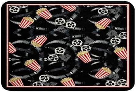 Feelyou Movie Theater Bath Rugs for Shower Tub Cinema Poster Bathroom Rugs for Popcorn Movie Night Film Star Red Black Bath Mats for Bathroom Old Fashion Home Decor 16"x24"