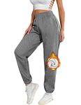 heekpek Jogging Pants Women Baggy Sweatpants High Elastic Waist Jogger Sports Pant with Pockets Warm Workout Fleece Trousers Dark Grey