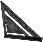 SENRISE Aluminum Alloy Triangle Ruler, 7'' Protractor Roofing Square Scale Speed High Precision Measuring Tool for Engineer Carpenter Black