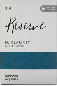 D'Addario Organic Reserve Bb Clarinet Reeds - Reeds for Clarinet - Individually Sealed - 3.5 Strength, 10 Pack