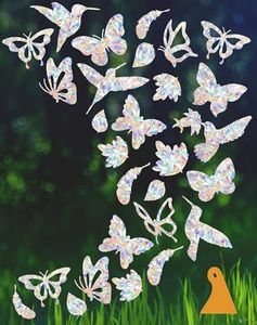 36 Pieces Window Decals for Bird Strikes, Window Clings Prevent Birds from Hitting Windows Suncatcher Stickers（Bird, Butterfly, Feather, Leaf