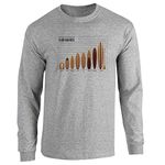 Pop Threads Surfboards Size and Type Chart Surfer Surfing Sport Grey 2XL Full Long Sleeve Tee T-Shirt