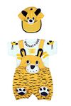 Wearilio Cotton Baby Boy's And Baby Girl's Dungree Set/Romper Set With T-Shirt And Cap (12 Months - 24 Months, Yellow)