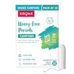 Sirona Period Made Easy Mix Tampons - 20 Piece (Pack of 1) | For Regular, Heavy & Super Heavy Flow | High Absorption Biodegradable Tampons | FDA Approved | 360° Leakproof