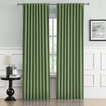 DUALIFE 96 Inch Curtains Sage Long Back Tab/Rod Pocket Room Darkening Curtain Panels Window Drapes Light Blocking 52 x 96 Inch Length,2 Panels Set