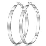 LOUMILEO Sterling Silver Hoop Earrings for Women Hypoallergenic Silver Hoops Earrings for Women Lightweight Large Silver Hoop Earrings Big Silver Hoops 70mm