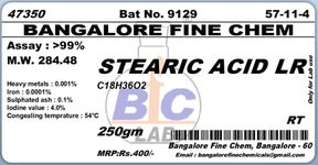 BFC STEARIC ACID LR - 250gm, (C18H36O2), CAS No. 57-11-4