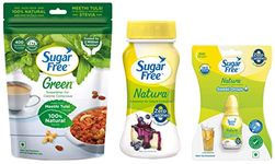 Sugar Free Green 100% Natural Sweetener - 400 g, Pouch & Natura Low Calorie Sweetner - 100gm Jar & Natura - Sweet Drops 10ml