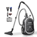 Eureka Bagless Canister Vacuum for Carpets and Hard Floors, Powerful Lightweight Vacuum Cleaner with Large Dust Cup Extension Tube 2-in-1 Crevice Tool Floor Nozzle, Silver, NEN180C w/HEPA Filter