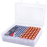 Battery Storage Organizer Box with Battery Tester, Case Holder Container Bag Holds 90+ Batteries 40AA 50AAA (Batteries Not Include)