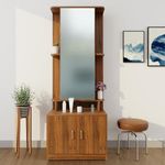 VIKI | Dressing Table with Mirror and Door, Dressing Table Organizer and Storage, Vanity Cabinet, Bedroom, Makeup Cabinet, 180cms(H)*70cms(W)*40cms(D) | 1 Year Warranty, Free Assembly |Brussel Walnut