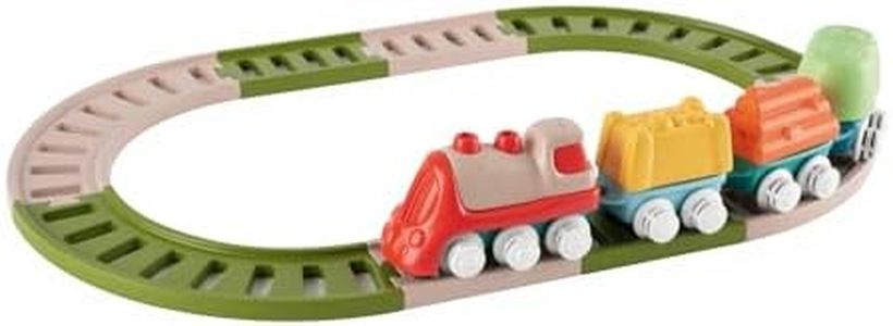 Chicco Set Tren Eco+ para Niños, Juego Tren Infantil Completo, 18 Piezas, Locomotora, Vagones, con Enclavamiento, 2 Configuraciones, Fabricado en Italia, 80% Plástico Reciclado, Niños 18 Meses-3 Años