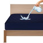 GADDA CO Waterproof Cotton Quilted Mattress Protector King Size – 72x84 Inch Fitted Bed Protector | Hypoallergenic, Noiseless, Ultra Soft & Breathable Mattress/Bed Cover (Dark Blue)