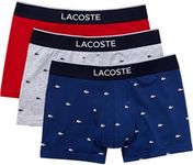 Lacoste Men's 3 Pack Casual Trunks, Methylene/Silver, Medium