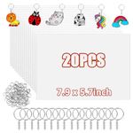 145pcs Shrinky Dink Sheets Kit, Including 20 Sheets of Shrink Plastic Paper, 25 Keychains, and 100 Open Iron Rings for Creative Crafts and Handprint Keychains