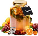 Nourished Essentials Kombucha Glass Beverage Dispenser with Spigot - Wide-Mouth - Glass Drink Dispenser Parties & Home Use and Lid for Juice, Wine, and Cold Drinks - Punch Dispenser - 10"x6"x6"