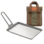 CAMPINGMOON Grill Griddle Plate for Camping Grilling 304 Stainless Steel DO-21,DO-2117 L 8.3' x W 5.5' x T 0.16' Extra-Thick with Removable Handle (Plate (DO-21))