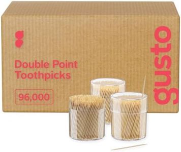 Comfy Package [Case of 96,000 Bamboo Toothpicks Wood, Round Double-Pointed Tooth Picks Wooden - Toothpicks for Appetizers, Fruits and Teeth Cleaning