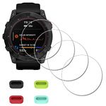 [4Pack] Screen Protector for Garmin fenix 7X Pro Sapphire Solar/Fenix 7X Pro Solar/Fenix 7X Sapphire Solar/Fenix 7X Solar Watch Tempered Glass + Silicone Anti-dust Plugs, iDaPro Anti-Scratch