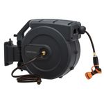 Giraffe Tools Hose Reel 1/2" x 155+5 ft, Retractable Garden Hose, Hose Reel Wall Mounted 180° Swivel, AW50 Water Hose Reel Automatic Rewind, Heavy Duty, Any Length Lock, Dark Grey, 9 Pattern Nozzle