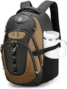 Swissdigital Design Business Laptop Backpack with Smart USB Charging Port, Travel Backpack Fits 15.6 inches Laptops, Water Repellent College Backpack for Men Women, Tan/Black | SD803